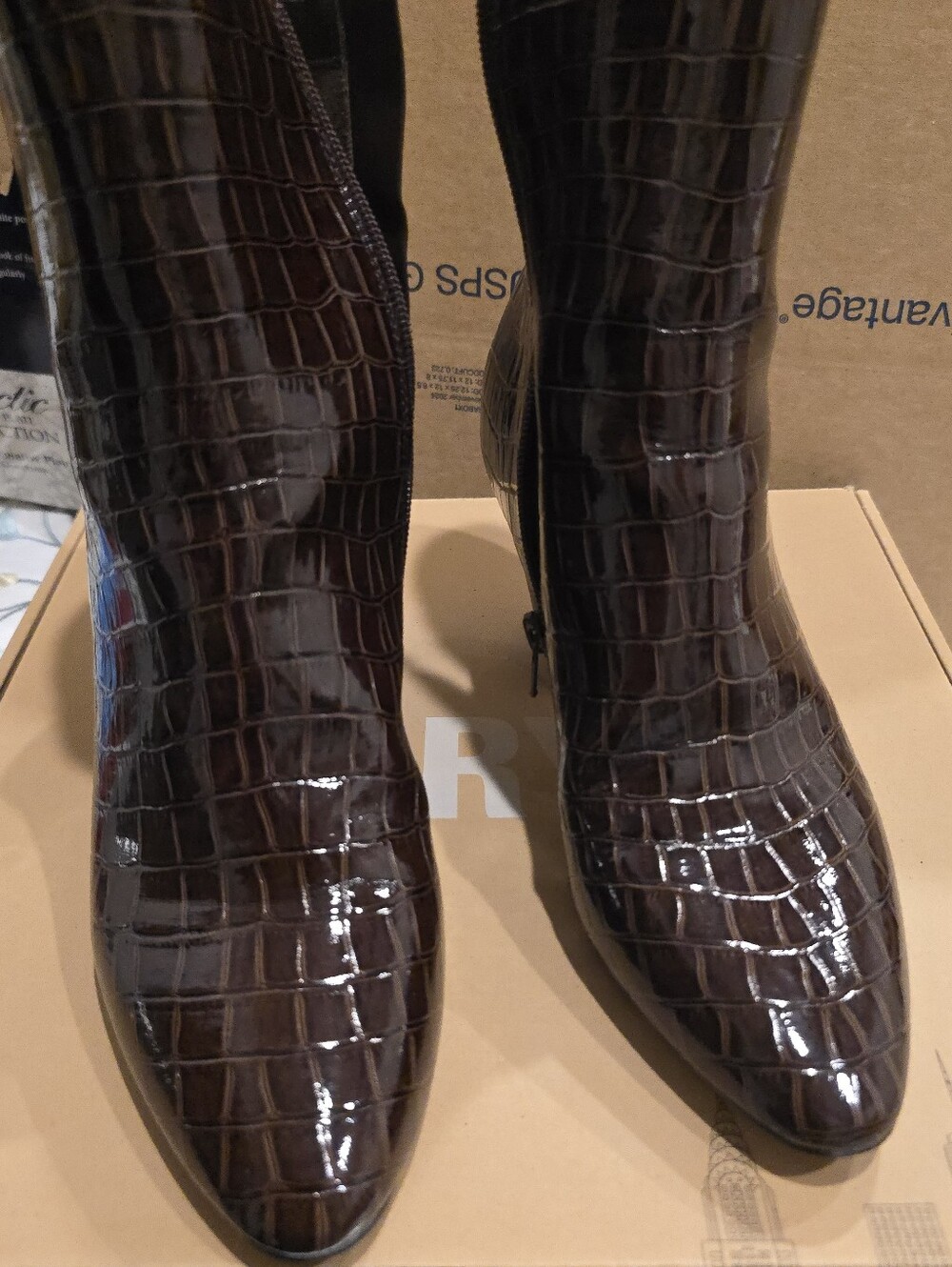 Faryll Robin Thaylla Ankle Boots, Brown Croco, Women's Size 8